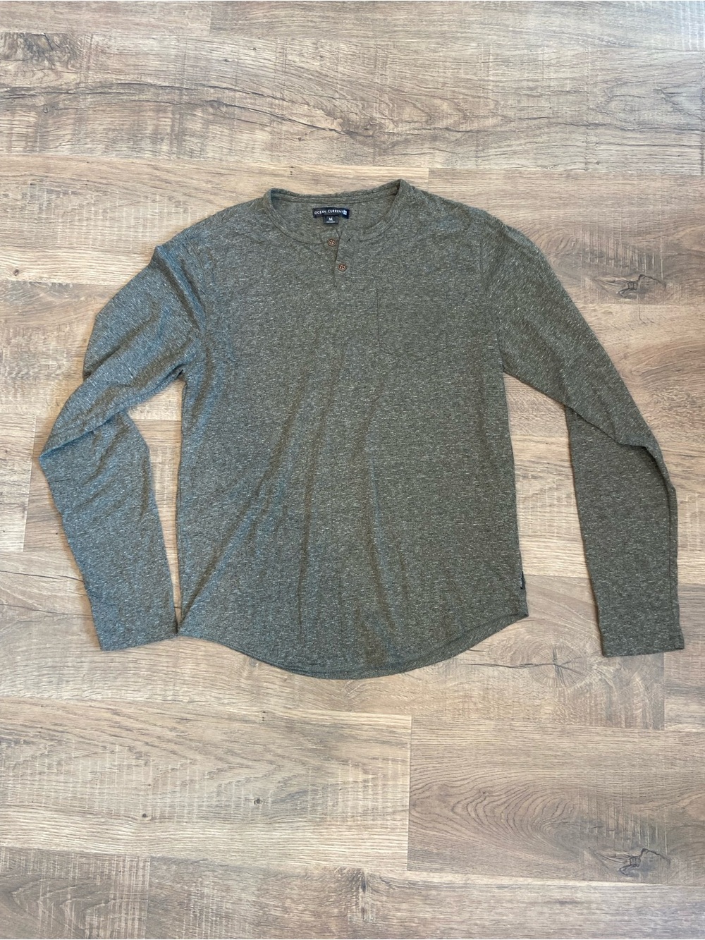 Ocean Current Button Green Long-Sleeve Henley Womens Medium Shirt